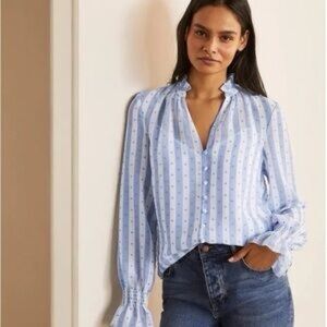 Boden Edith Blouse Striped and dotted Semi Sheer Size US 8
